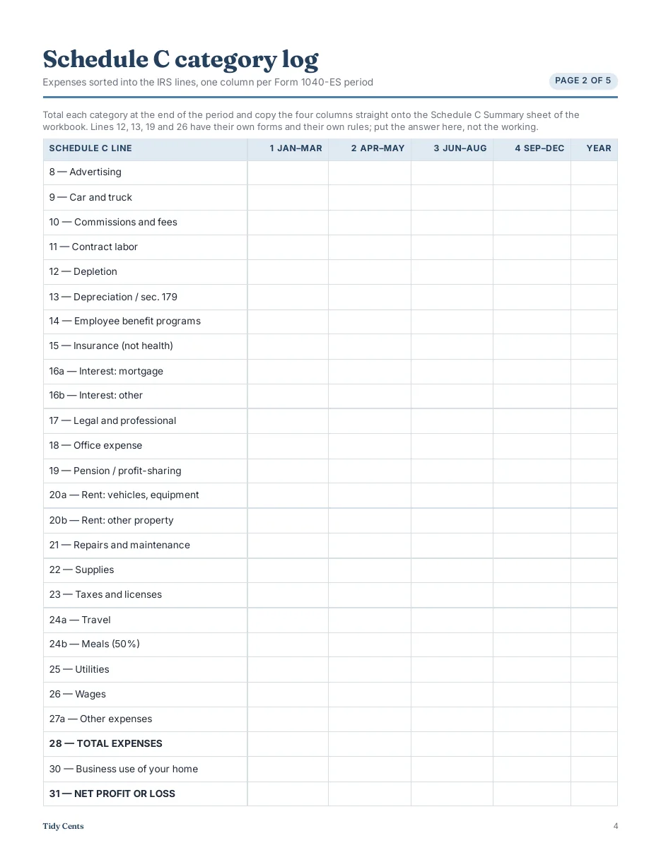 US Self-Employed Tax Engine — 1099 & Quarterly Estimated Taxes · Tax Year 2026 — Page 15