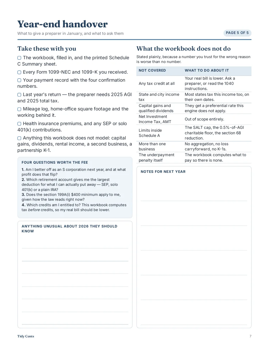 US Self-Employed Tax Engine — 1099 & Quarterly Estimated Taxes · Tax Year 2026 — Page 18