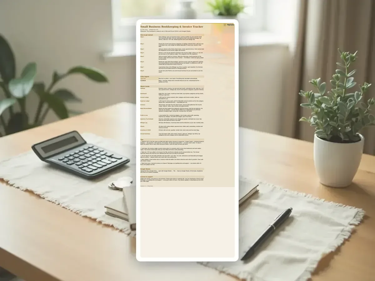 Small Business Bookkeeping & Invoice Tracker — Page 1