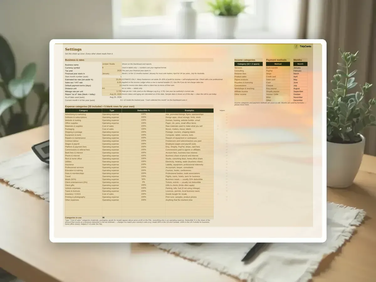 Small Business Bookkeeping & Invoice Tracker — Page 2