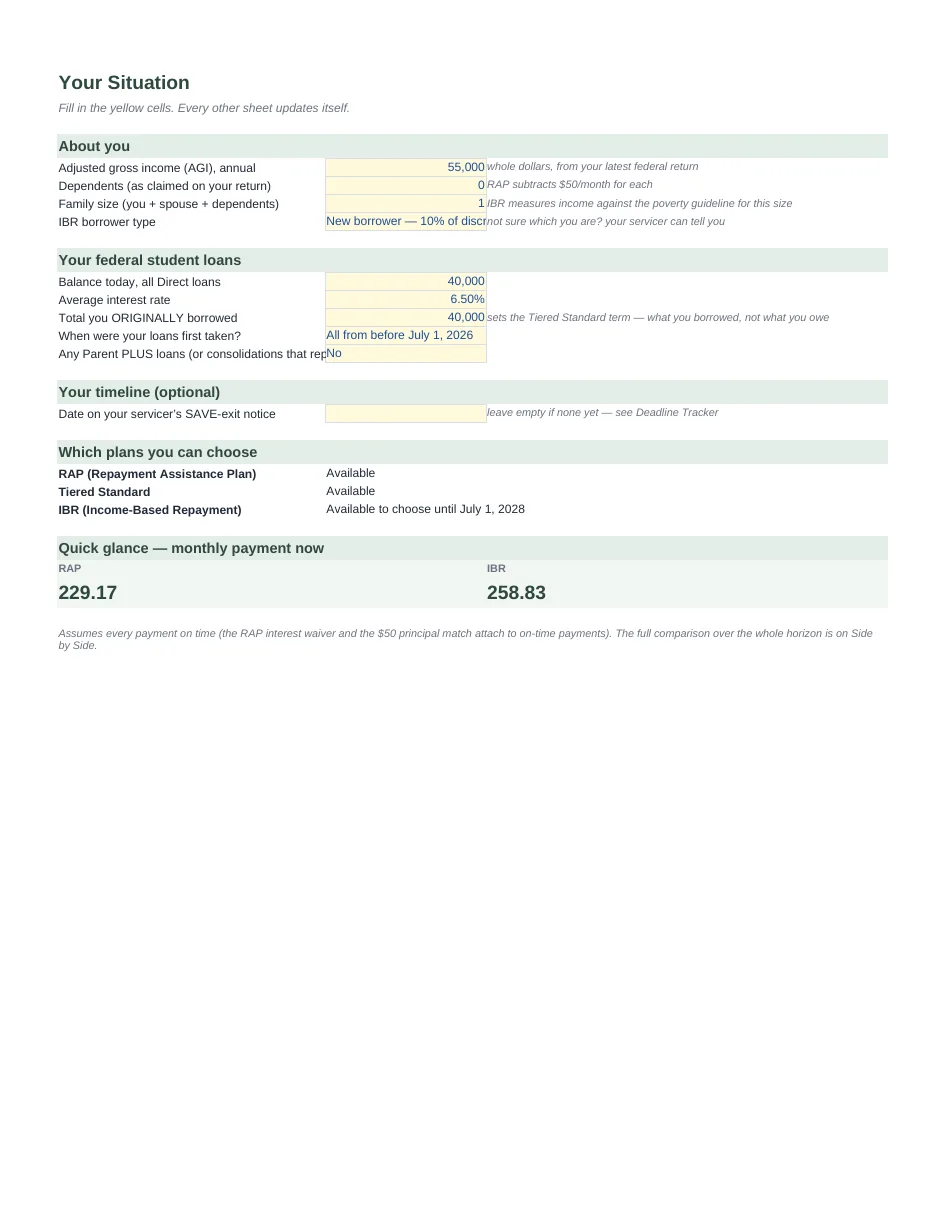 Student Loan Repayment Decision Toolkit — RAP vs IBR vs Standard · US · 2026 — Page 2