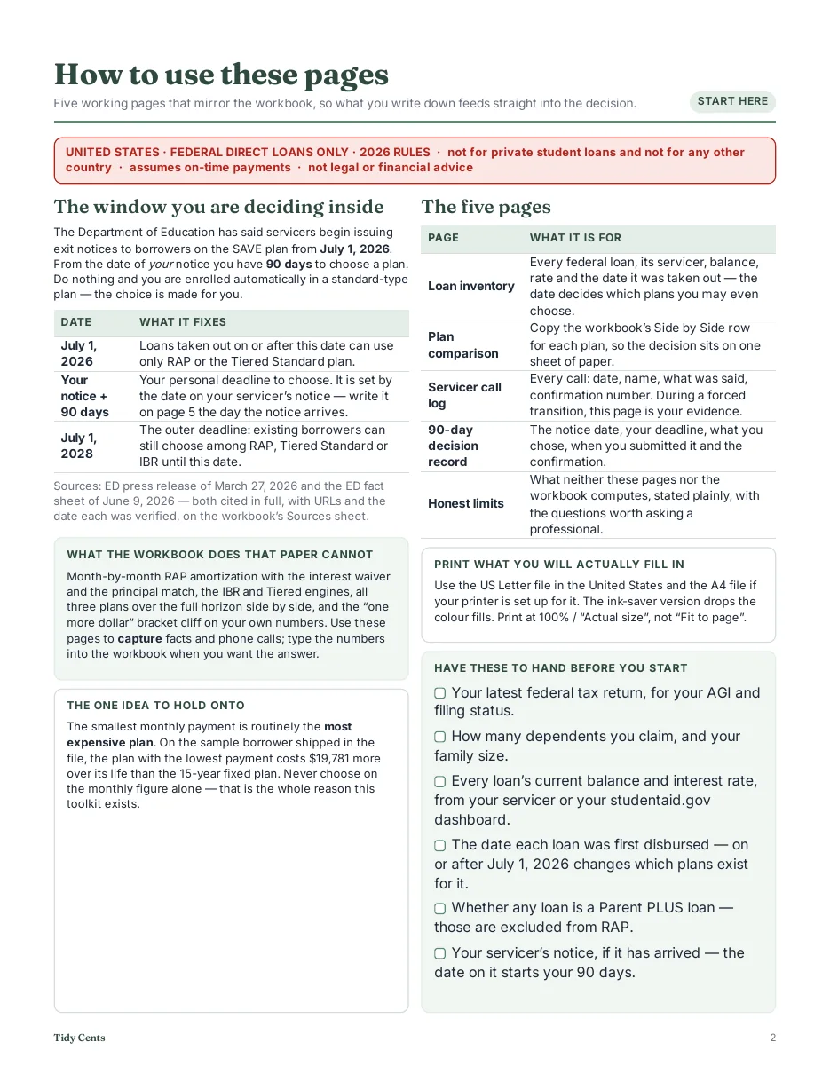 Student Loan Repayment Decision Toolkit — RAP vs IBR vs Standard · US · 2026 — Page 12
