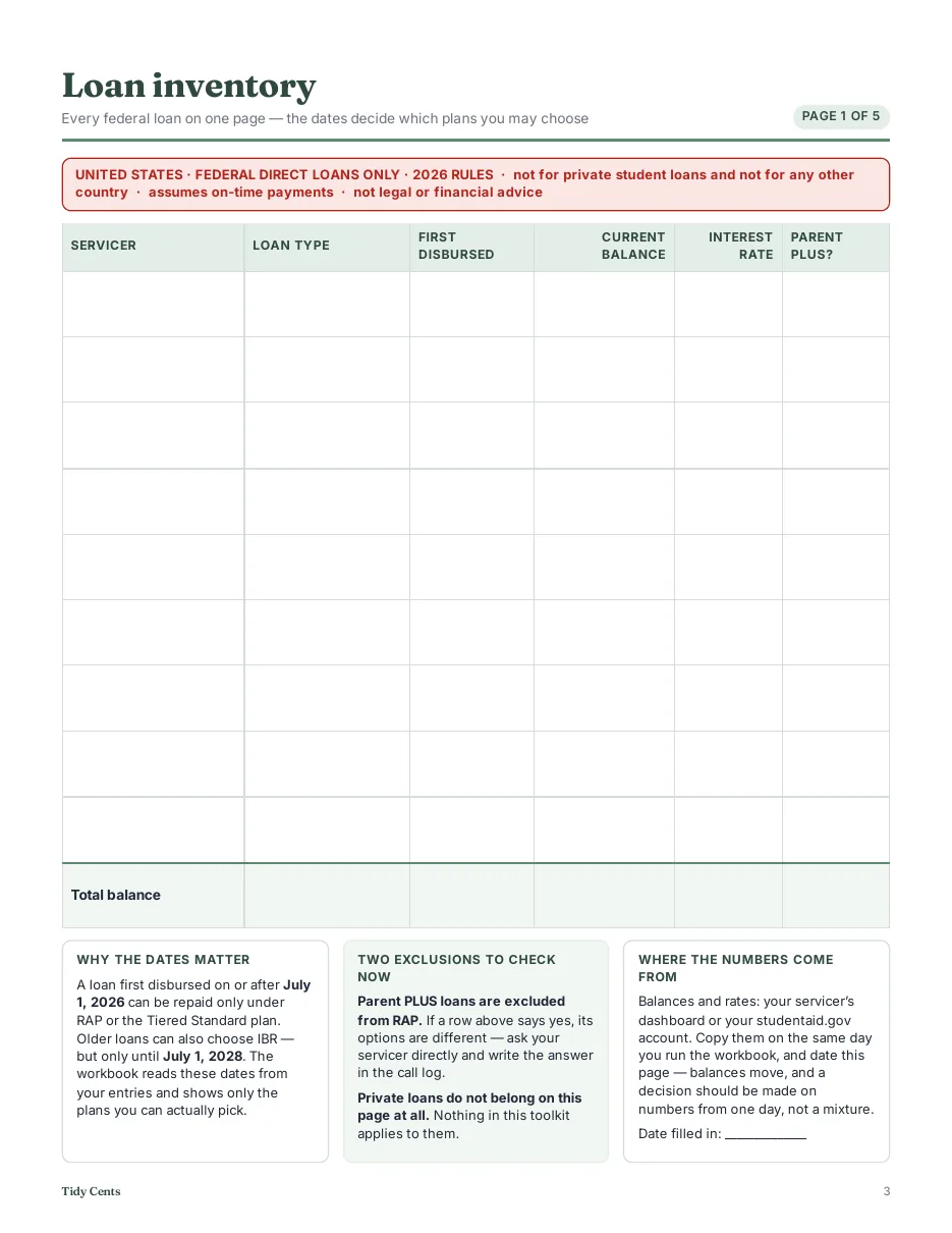 Student Loan Repayment Decision Toolkit — RAP vs IBR vs Standard · US · 2026 — Page 13