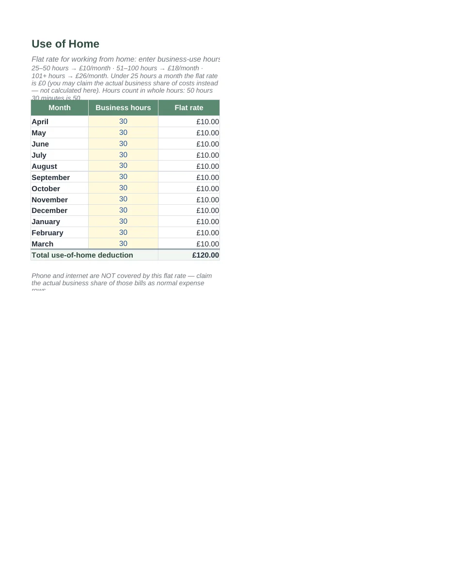 UK Self Assessment Expenses Spreadsheet — every entry to its SA103F box · UK · 2025–26 & 2026–27 — Page 5